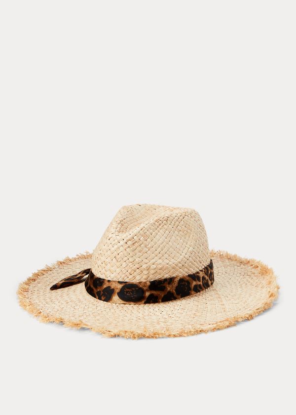 Women's Ralph Lauren Leopard-Bow Raffia Sun Hats | 683702MFN